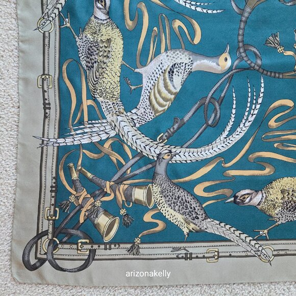 Brooks Brothers Silk Square Scarf Game Birds Pheasant - Picture 15 of 16